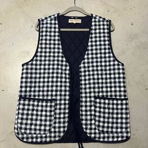 Free People Gingham Navy and White Vest